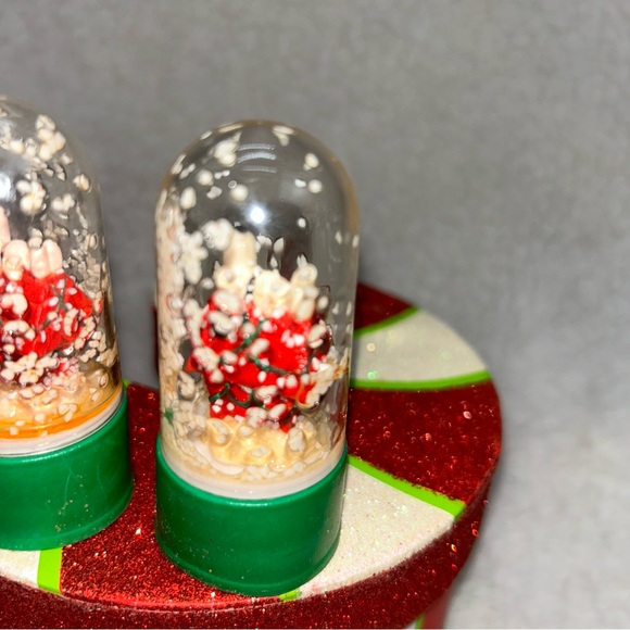 Vintage small 4 Snoopy Charlie Brown snow globe soda toppers DRY YELLOW - Picture 5 of 10